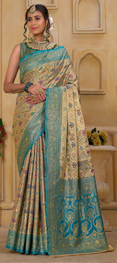 Multicolor color Saree in Tissue fabric with Weaving work