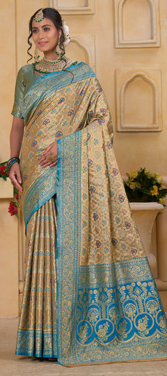 Multicolor color Saree in Tissue fabric with Weaving work