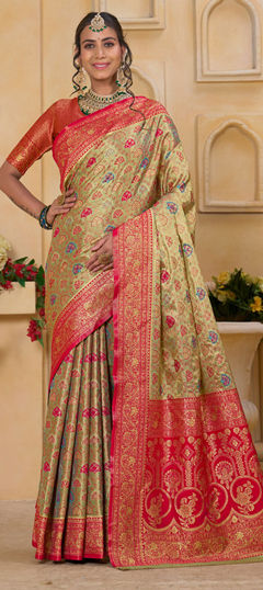 Multicolor color Saree in Tissue fabric with Weaving work