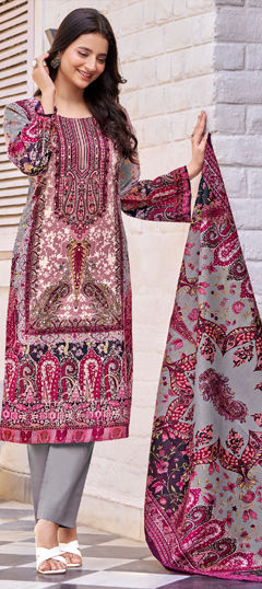 Purple and Violet color Salwar Kameez in Blended Cotton fabric with Printed work