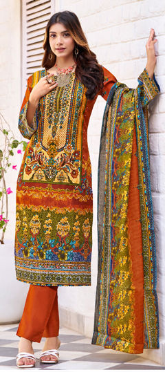 Multicolor color Salwar Kameez in Blended Cotton fabric with Printed work