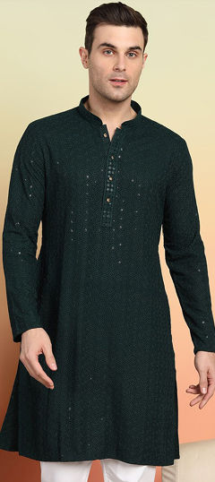 Blue color Kurta in Rayon fabric with Embroidered, Sequence, Thread work