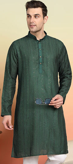 Green color Kurta in Rayon fabric with Embroidered, Sequence, Thread work