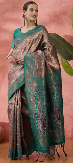 Green color Saree in Art Silk fabric with Weaving work