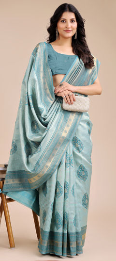 Green color Saree in Banarasi Silk fabric with Weaving work
