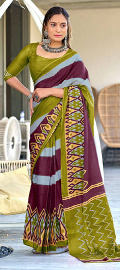 Multicolor color Saree in Cotton fabric with Printed work