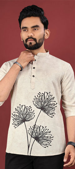 White and Off White color Kurta in Cotton fabric with Digital Print work