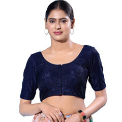 Blue color Blouse in Shimmer fabric with Thread work
