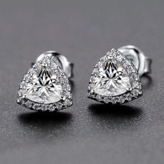 Silver Rodium Polish Blue color Earrings in Metal Alloy studded with Austrian diamond