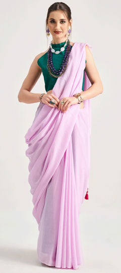 Pink and Majenta color Saree in Viscose fabric with Thread work