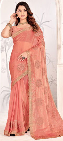 Pink and Majenta color Saree in Art Silk fabric with Embroidered, Resham, Zari work