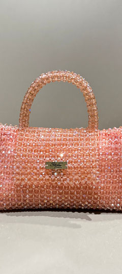 Pink and Majenta color Clutches in Fancy Fabric fabric with Stone work