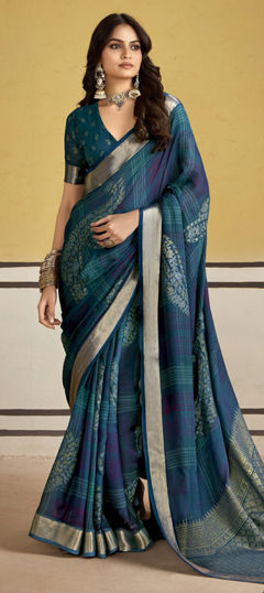 Blue color Saree in Art Silk fabric with Weaving work