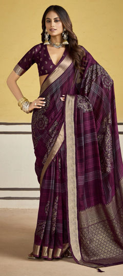 Pink and Majenta color Saree in Art Silk fabric with Weaving work