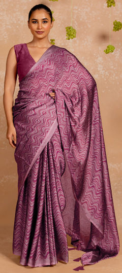 Purple and Violet color Saree in Chiffon fabric with Printed work