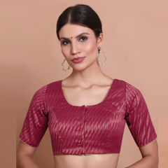 Pink and Majenta color Blouse in Brocade fabric with Weaving work