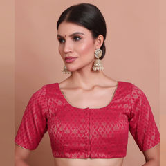 Pink and Majenta color Blouse in Brocade fabric with Weaving work