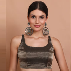 Black and Grey color Blouse in Tissue fabric with Thread work