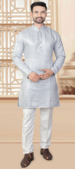 Blue color Kurta Pyjamas in Jacquard fabric with Sequence work