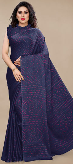 Blue color Saree in Chiffon fabric with Bandhej, Printed work