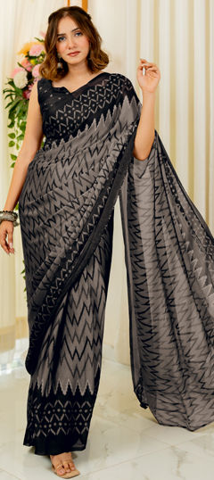 Blue color Saree in Chiffon fabric with Printed work