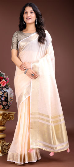 Pink and Majenta color Saree in Cotton fabric with Weaving work