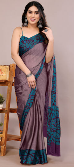 Purple and Violet color Saree in Chiffon fabric with Printed work