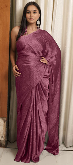 Pink and Majenta color Saree in Chiffon fabric with Printed work