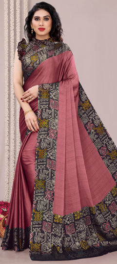 Purple and Violet color Saree in Chiffon fabric with Printed work