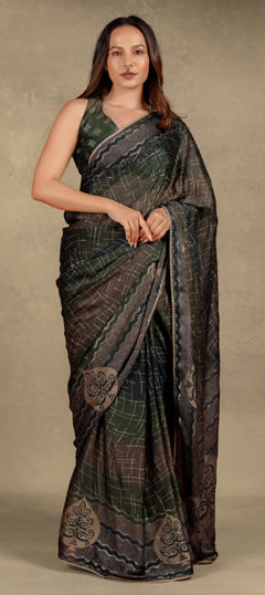 Green color Saree in Chiffon fabric with Printed work