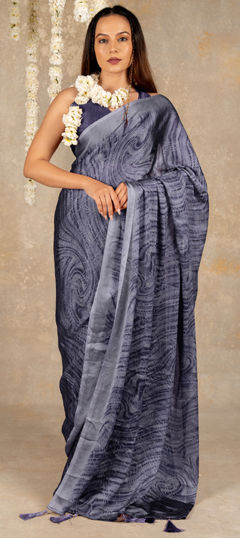 Purple and Violet color Saree in Chiffon fabric with Printed, Tye n Dye work