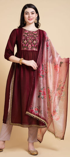 Green color Salwar Kameez in Lycra fabric with Embroidered, Resham, Sequence, Thread work