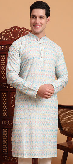 Multicolor color Kurta in Cotton fabric with Embroidered, Printed, Thread work