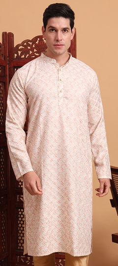 Pink and Majenta color Kurta in Cotton fabric with Embroidered, Printed, Thread work