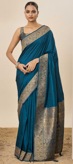 Blue color Saree in Art Silk fabric with Weaving work