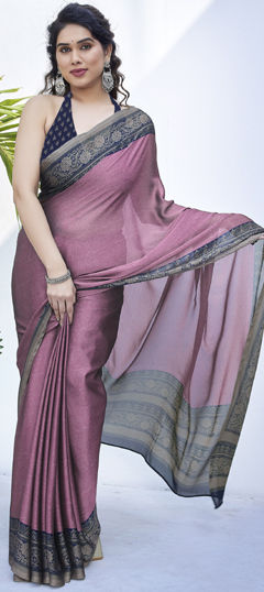 Purple and Violet color Saree in Chiffon fabric with Printed work