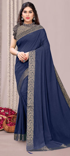 Blue color Saree in Blended, Silk fabric with Weaving work
