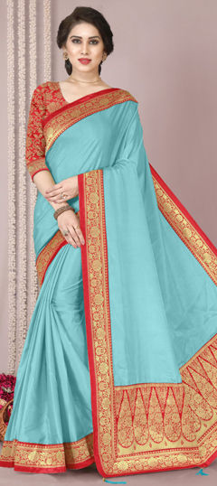 Blue color Saree in Blended, Silk fabric with Weaving work