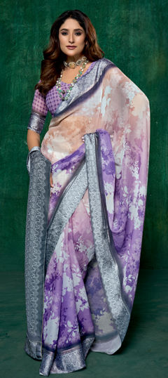 Multicolor color Saree in Viscose fabric with Printed, Weaving work