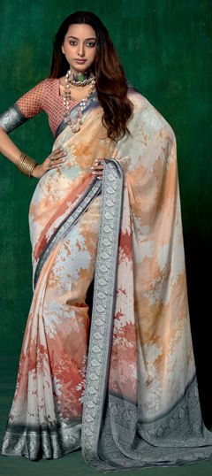 Multicolor color Saree in Viscose fabric with Printed, Weaving work