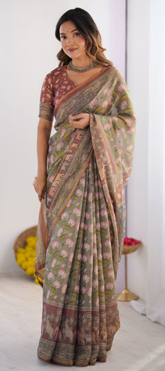 Multicolor color Saree in Cotton fabric with Printed work