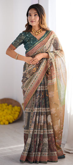 Multicolor color Saree in Cotton fabric with Printed work