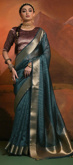 Blue color Saree in Silk fabric with Weaving work