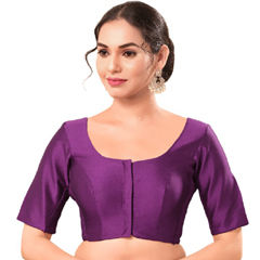 Purple and Violet color Blouse in Taffeta Silk fabric with Thread work