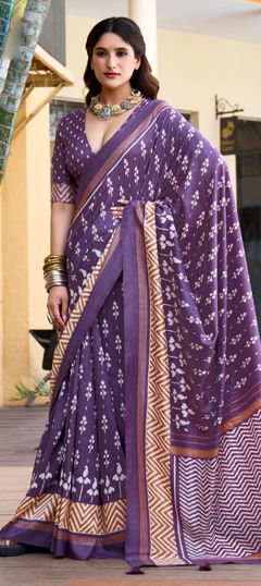 Purple and Violet color Saree in Art Silk fabric with Printed work