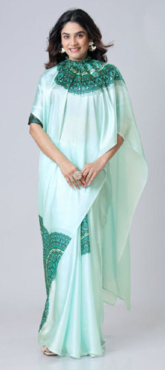 Blue color Saree in Georgette fabric with Digital Print work