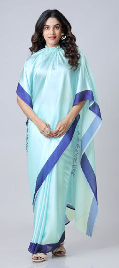 Blue color Saree in Georgette fabric with Digital Print work