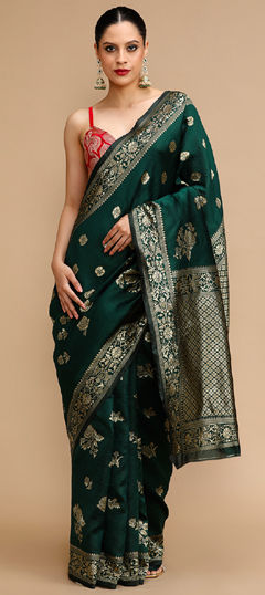 Green color Saree in Art Silk fabric with Weaving work
