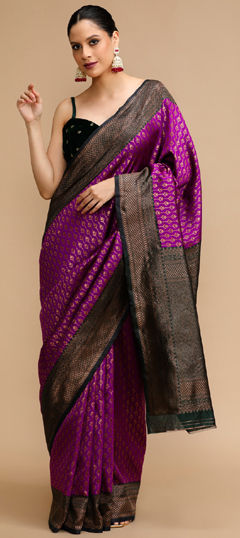 Pink and Majenta color Saree in Art Silk fabric with Weaving work