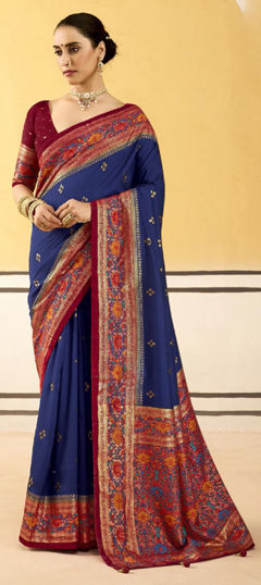 Blue color Saree in Silk fabric with Weaving work